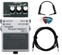 Boss Pacchetto soppressore del rumore NS-2 con cavo per strumenti da 3 m, cavo patch da 15,2 cm e plettri