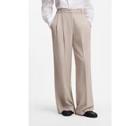 BOSS Pantaloni a gamba larga in flanella mélange con pieghe frontali - Style Tiana18, 50570436 Beige chiaro 40