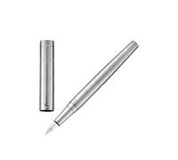 BOSS Penna stilografica in ottone con placcatura cromata a righe orizzontali - Style Fountain pen Loop Stripes Chrome, 58837073 Argento pz.