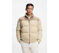 BOSS Piumino in lana e cashmere con rifiniture in pelle scamosciata - Style L-Heath, 50550028 Beige chiaro XXL
