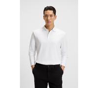 BOSS Polo a maniche lunghe in cotone intrecciato con logo - Style Pado 30, 50468392 Bianco 4XL