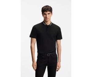 BOSS Polo con collo Henley in piqué di cotone - Style C-Pratt 40, 50559855 Nero XL