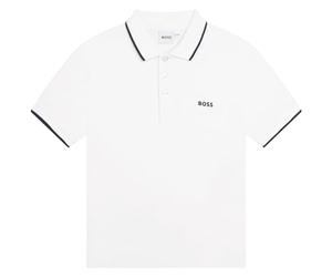 Boss Polo con Logo Piccolo da Bambino, Bianco, 3 Anni