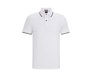 BOSS Polo da Uomo Passertip Slim Fit in Cotone piqué Elastico Lavato, Bianco 100, XL