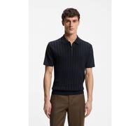 BOSS Polo in cotone e seta con colletto con zip - Style L-Payrot 135, 50560052 Blu scuro M