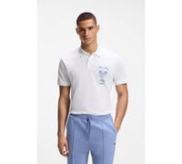 BOSS Polo in mesh di cotone con ricamo grafico - Style PL_Member Mesh, 50559753 Bianco XL