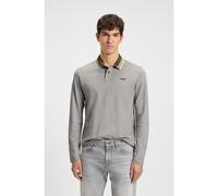 BOSS Polo in piqué di cotone con colletto a righe - Style Peoxfordlong_1, 50544845 Grigio chiaro S
