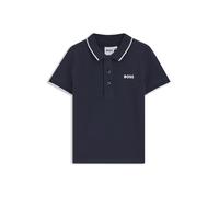 BOSS Polo per bambini in piqué di cotone con logo stampato - Style J25P26/10P14A, J25P26 Blu scuro 138
