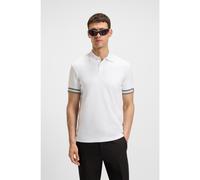 BOSS Polo slim fit in cotone con fondo manica a righe - Style Polo Zone, 50544448 Bianco XL
