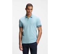 BOSS Polo slim fit in cotone con fondo manica a righe - Style Polo Zone, 50544448 Celeste L