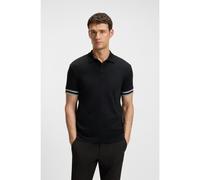 BOSS Polo slim fit in cotone con fondo manica a righe - Style Polo Zone, 50544448 Nero XXXL
