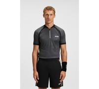 BOSS Polo slim fit in jersey mesh con colletto con zip - Style PL_TOC Matchball, 50549498 Grigio scuro L