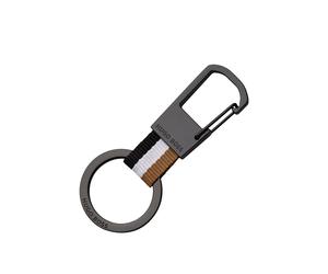 BOSS Portachiavi con righe tipiche del marchio e dettagli cromati scuri - Style Key ring Iconic, 58122588 Grigio scuro pz.