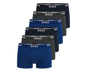 BOSS Power Boxer Trunks - Mutande da uomo, in cotone elasticizzato, confezione da 6, - 487 blu/navy/grigio, L