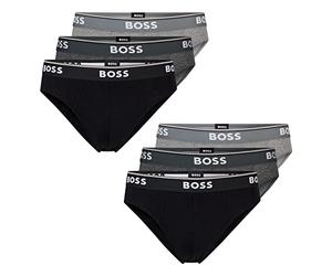 BOSS Power Slips Briefs - Mutande da uomo, in cotone elasticizzato, confezione da 6, colore: Multicolore, dimensioni della biancheria: S, articolo: -061 Open Grey, -061 grigio aperto, Taglia unica