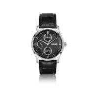 BOSS Orologio con quadrante nero lavorato e cinturino in pelle - Style PRINCIPLE MASTER, 58564949 Nero pz.