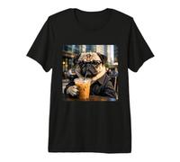 Boss Pug Coffee Break Funny Realistic Dog Lovers Maglietta Premium
