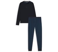 BOSS Pigiama In Cotone Con Logo E Monogrammi Relax Long Set 50550494 Blu Scuro