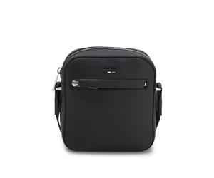 BOSS Reporter bag in similpelle martellata con finiture a righe iconiche - Style Ray_NS zip N., 50536475 Nero pz.