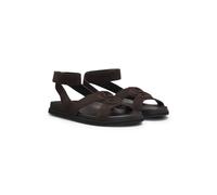 BOSS Sandali in pelle scamosciata con monogramma Double B - Style Freyah_Sandal_SDBBHF, 50563358 Marrone scuro 38