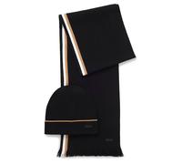 BOSS Cappello e sciarpa con dettagli a righe in confezione regalo - Style Henzo_SET, 50551072 Nero pz.