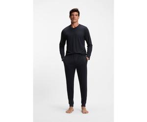 BOSS Set pigiama in jersey elasticizzato mercerizzato con stampa integrale - Style Energetic Long Set, 50557169 Blu scuro S