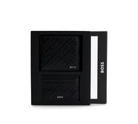 BOSS Set regalo con portatessere e portafoglio in pelle con monogramma goffrato - Style GB_Outline BB, 50529480 Nero pz.