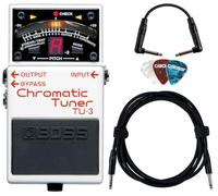 Boss Set sintonizzatore cromatico TU-3 con cavo per strumenti Roland da 3 m, cavo patch Roland da 15,2 cm e plettri