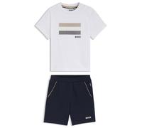 BOSS Set T-shirt e shorts bambini con dettagli a righe tipiche del marchio - Style J52847/84902A, J52847 Blu scuro 74