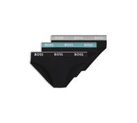 BOSS Slip in cotone elasticizzato con elastico in vita con logo in confezione da tre - Style Brief 3P Power, 50531681 Nero / Grigio / Blu M