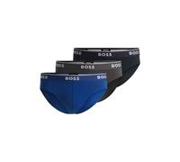 BOSS Slip in cotone elasticizzato con elastico in vita con logo in confezione da tre - Style Brief 3P Power, 50475273 Blu / Grigio XS