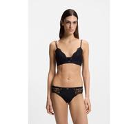 BOSS Slip in pizzo con pieghe in rete e charm dorato - Style THONG_BLOSSOM, 50556195 Nero L