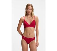BOSS Slip in pizzo con pieghe in rete e charm dorato - Style THONG_BLOSSOM, 50556195 Rosso S