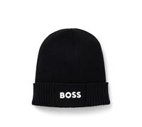 BOSS Small Logo Cotton Blend Knit Hat Beanie, Nero1, Taglia Unica Uomo