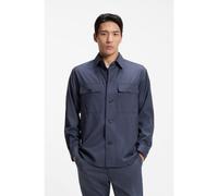 BOSS Sovracamicia relaxed fit in lana vergine lavabile - Style P-Carper-OS-WG-262, 50561628 Blu scuro 56