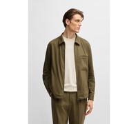 BOSS Sovracamicia relaxed fit in misto lino con zip - Style P-Carper-Zip-WG-252, 50540701 Oliva 54