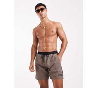 BOSS - Starfish - Pantaloncini da bagno marroni con dettagli neri a contrasto-Nero L