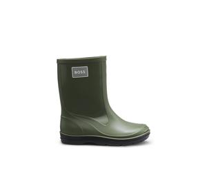 BOSS Stivali da pioggia per bambini con targhetta con logo di gomma - Style J52581/09B26, J52581 Verde scuro 27