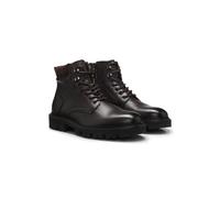 BOSS Stivali stringati in pelle con colletto imbottito - Style Julyo_Halb_grwl, 50573415 Marrone scuro 43