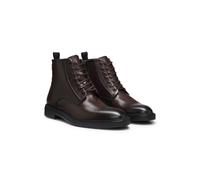 BOSS Stivali stringati in pelle con zip laterale - Style Calev_Halb_lt, 50573364 Marrone scuro 43