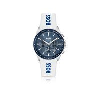 BOSS STRIKE Cronografo con quadrante scanalato e cinturino con logo in silicone - Style STRIKE, 58244953 Bianco pz.