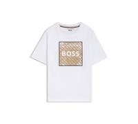 BOSS T-shirt da bambini in cotone con logo e grafica con monogramma - Style J52370/10P04A, J52370 Bianco 114