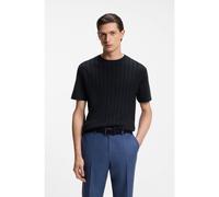 BOSS T-shirt in cotone e seta con parte anteriore a trecce - Style L-Tesar 135, 50559427 Blu scuro M