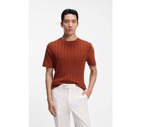 BOSS T-shirt in cotone e seta con parte anteriore a trecce - Style L-Tesar 135, 50559427 Marrone M