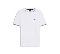 BOSS T-shirt in cotone elasticizzato con dettagli a righe e logo - Style Taul, 50521245 Bianco L