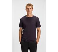 BOSS T-shirt in cotone elasticizzato con dettagli a righe e logo - Style Taul, 50521245 Viola scuro S