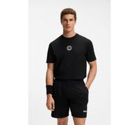 BOSS T-shirt in cotone elasticizzato con grafica ispirata al tennis - Style TS_Boss Open, 50560293 Nero XL