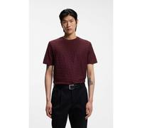 BOSS T-shirt in cotone mercerizzato con monogrammi jacquard - Style H-Thompson 80, 50537131 Rosso scuro XXXL