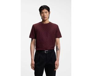 BOSS T-shirt in cotone mercerizzato con monogrammi jacquard - Style H-Thompson 80, 50537131 Rosso scuro S