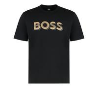 Boss - T-shirt in cotone mercerizzato con stampa logo - - Tops - Uomo - Nero - S